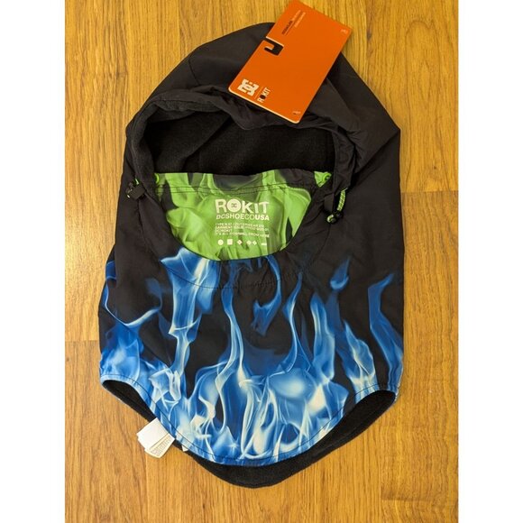 DC Rokit Hoodaclava Ski/Snowboarding Mask With Blue Flame Design & Drawstring  O - Picture 1 of 6